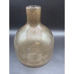 Crate & Barrel Sabine Bubble Glass Vase Smoky Gold Textured Art Glass 8” Modern